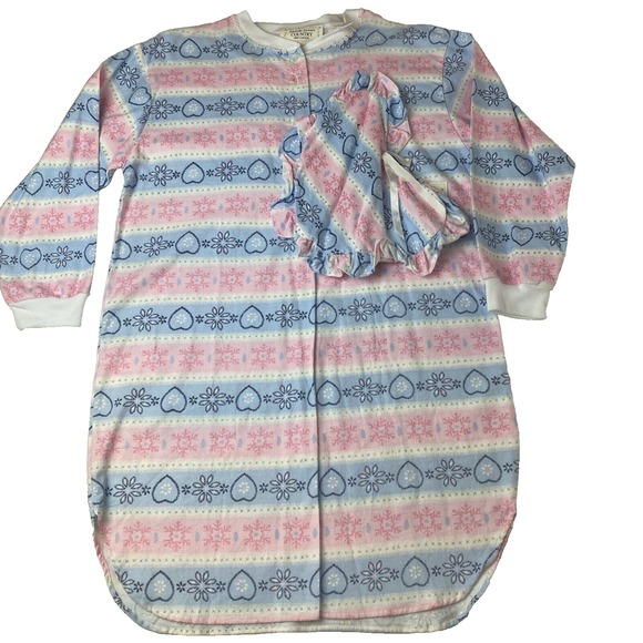 Vintage Amanda Stewart Country Flannel Nightgown 100% Cotton Womens L Hearts NOS - Picture 1 of 12